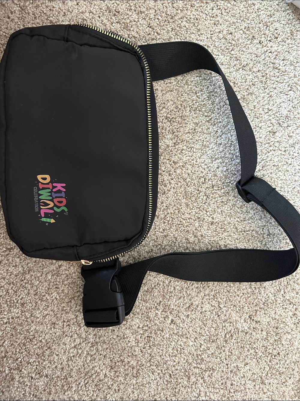 Kids Diwali Black Crossbody Bag - Festive Logo Design